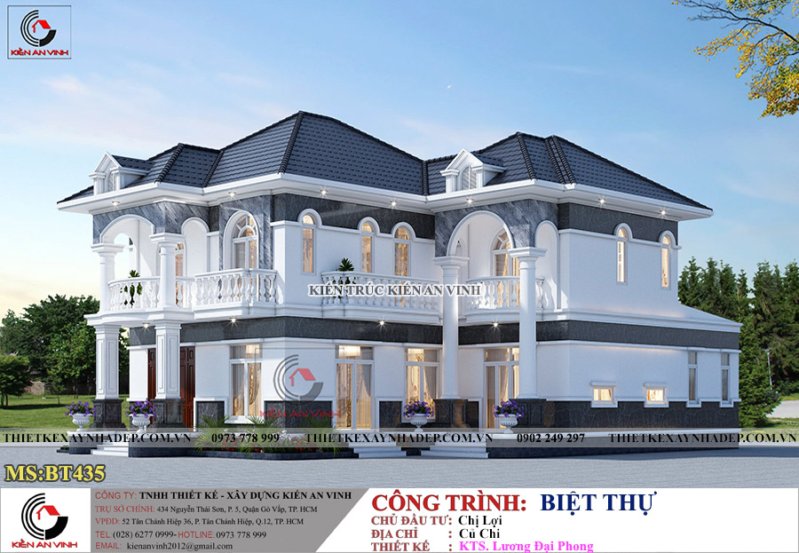 Thiết kế biệt thự 2 tầng kiểu Pháp 14x18 tại Củ Chi